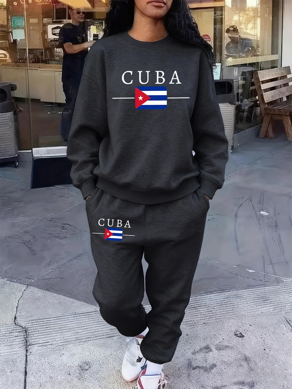 Women’s Cuba Flag Hoodie & Sweatpants 2-Piece Set – Winter Fleece Casual Jogging Outfit 🇨🇺🔥