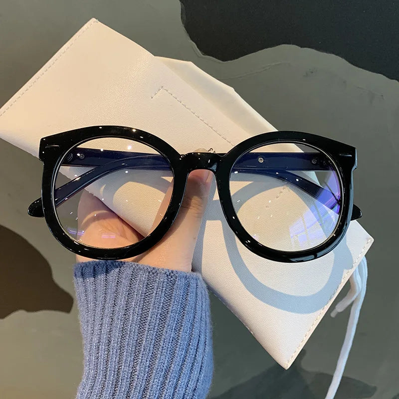 New Unisex Big Round Polygon Glasses – Men & Women PC Frame Plain Myopia Eyewear | Nearsighted Glasses -1.0