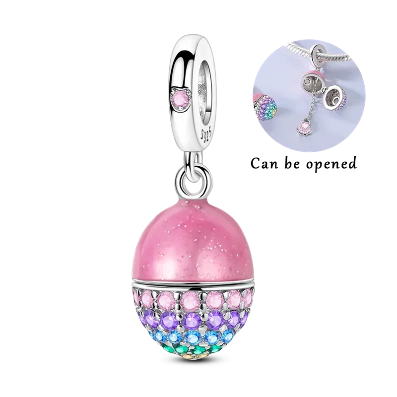 925 Sterling Silver Easter Egg Pendant Charm – DIY Bracelet Jewelry for Women