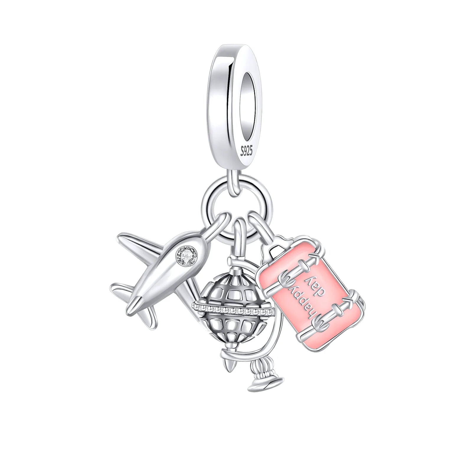 Romantic Pink Flowers 925 Sterling Silver Charms | Bag Lipstick Heart Bow Rose Bead Fit Original Bracelet DIY Jewelry Gift