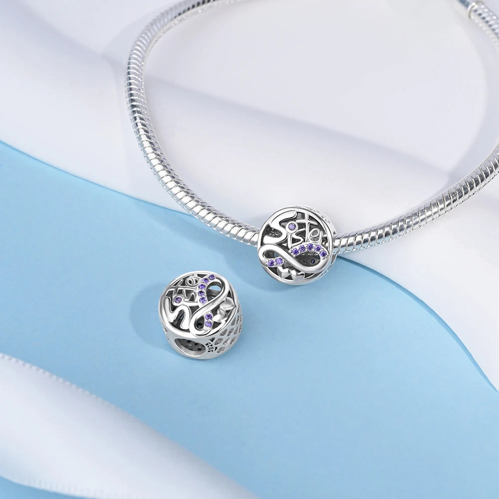 2025 New 925 Sterling Silver Family Love Heart Charm Beads | Sister, Daughter & Mother Pendant for Bracelets & DIY Jewelry