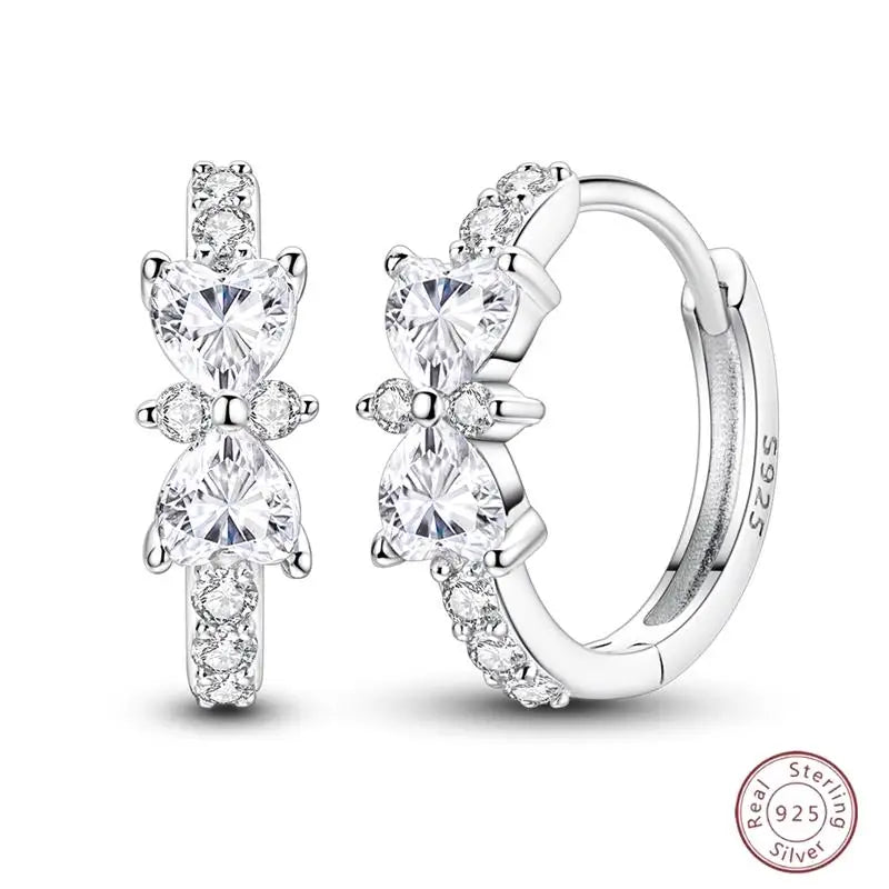 New Original 925 Sterling Silver Sweetheart Bow & Crab Ocean Earrings | Donut Zircon Round Design Women’s Fine Jewelry