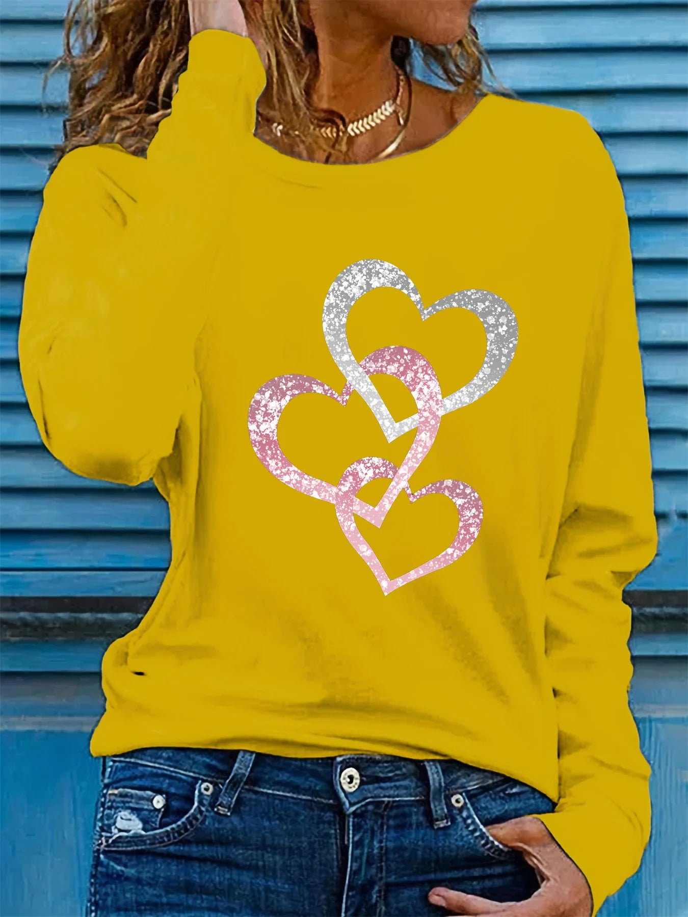 Women’s Cotton Long Sleeve T-Shirt | Loose Casual Love Printed Top | Spring & Autumn Round Neck Tee