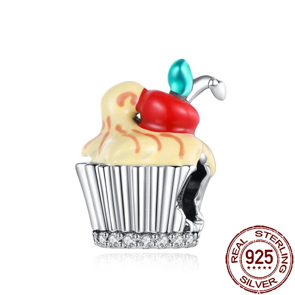 2025 New 925 Sterling Silver Coffee, Cake, Fruit & Burger Charms | Fit Pandora Bracelet & Necklace DIY Jewelry