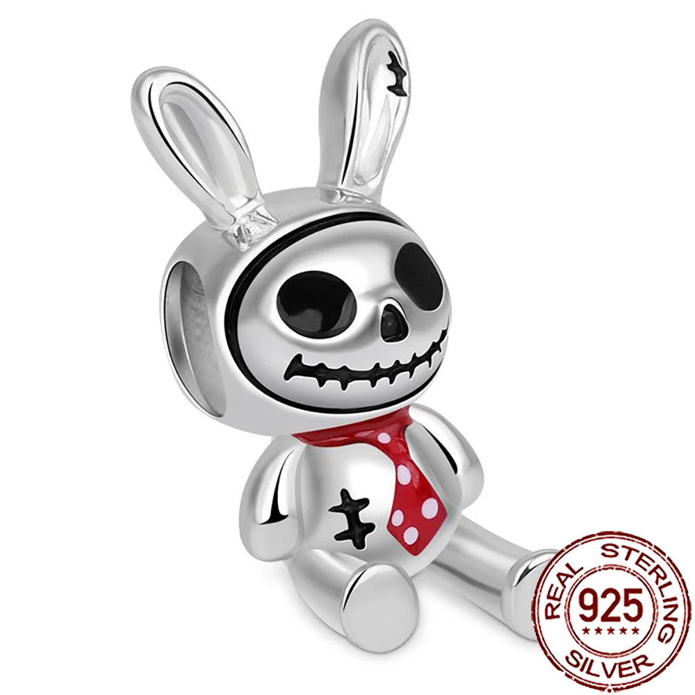 Gothic 925 Sterling Silver Grim Reaper Skull Charm Bead Fit Pandora Bracelet