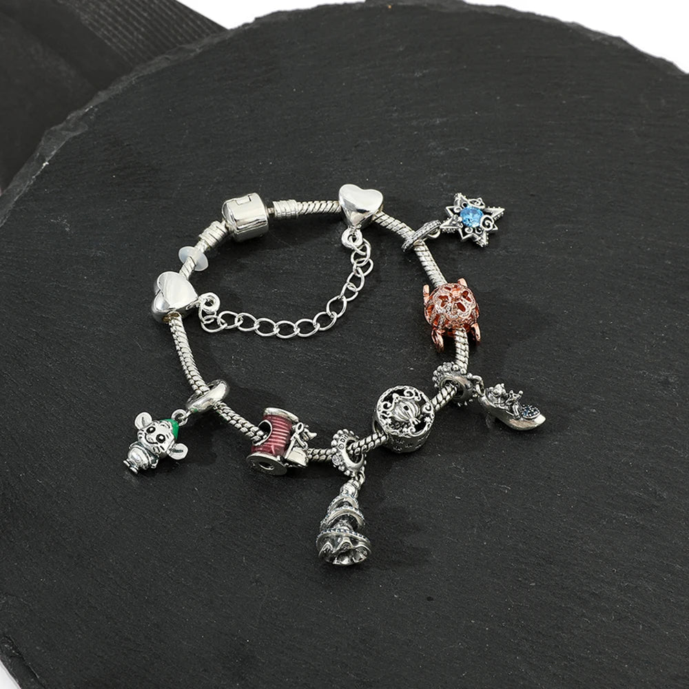 Alice in Wonderland 🐇 Beaded Pandora Bracelet | DIY Alloy Charm Jewelry