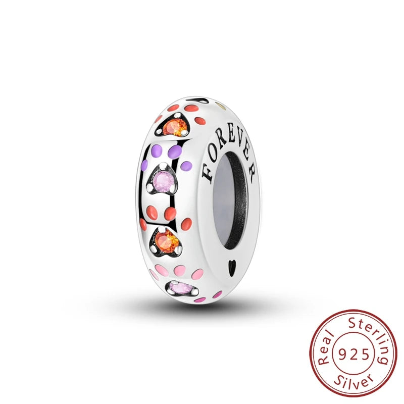 925 Sterling Silver CZ Pave Round Clip Charm – Fits Original Pandora Bracelet & Necklace Jewelry Gift