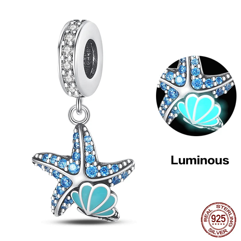 Blue Ocean Series 925 Sterling Silver Turtle Crab Mermaid Charms for 3mm Bracelet