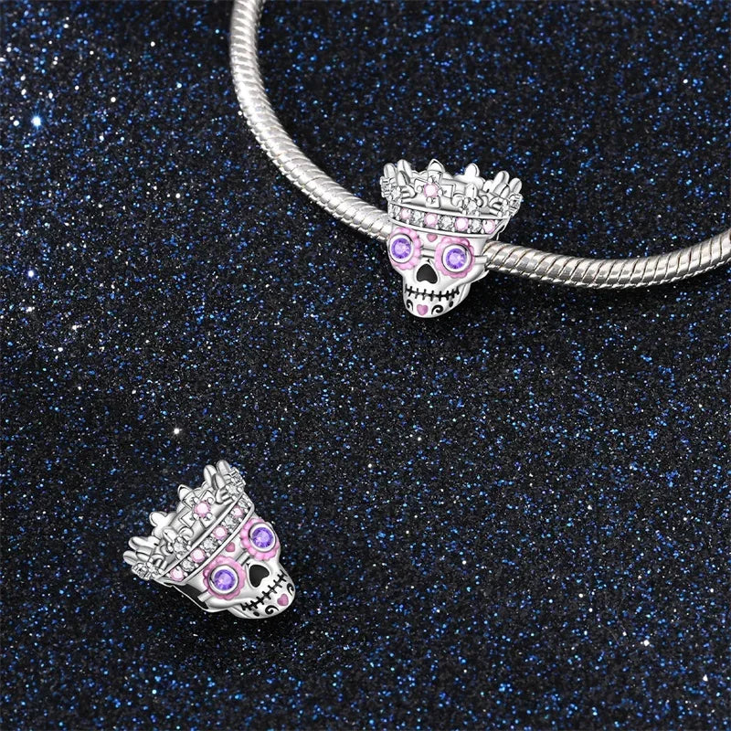 925 Sterling Silver Halloween Luminous Skull & Pumpkin Charms | Fits Original Pandora Bracelet | Party DIY Jewelry Gift