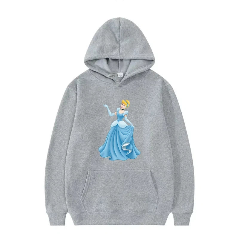 Disney Princess Graphic Hoodie | Y2K Sweet Style Long Sleeve Sweatshirt with Pockets for Women