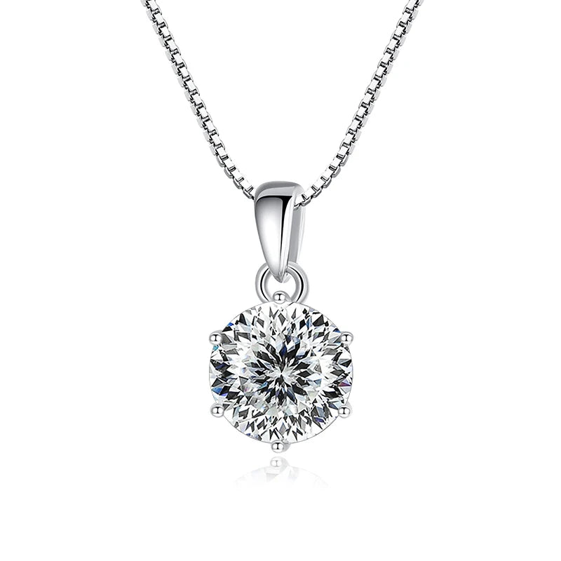 Butterflykiss 1CT Moissanite Pendant Necklace 925 Sterling Silver Bridal Jewelry