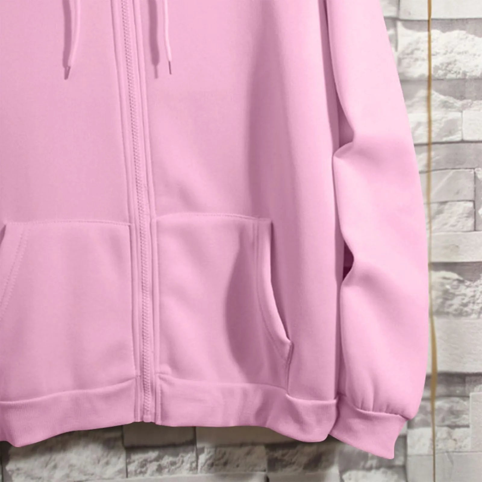 Spring Autumn Women Solid Color Hooded Sweatshirt Coat | Zipper Pocket Hoodie Jacket | Casual Outerwear Femme
