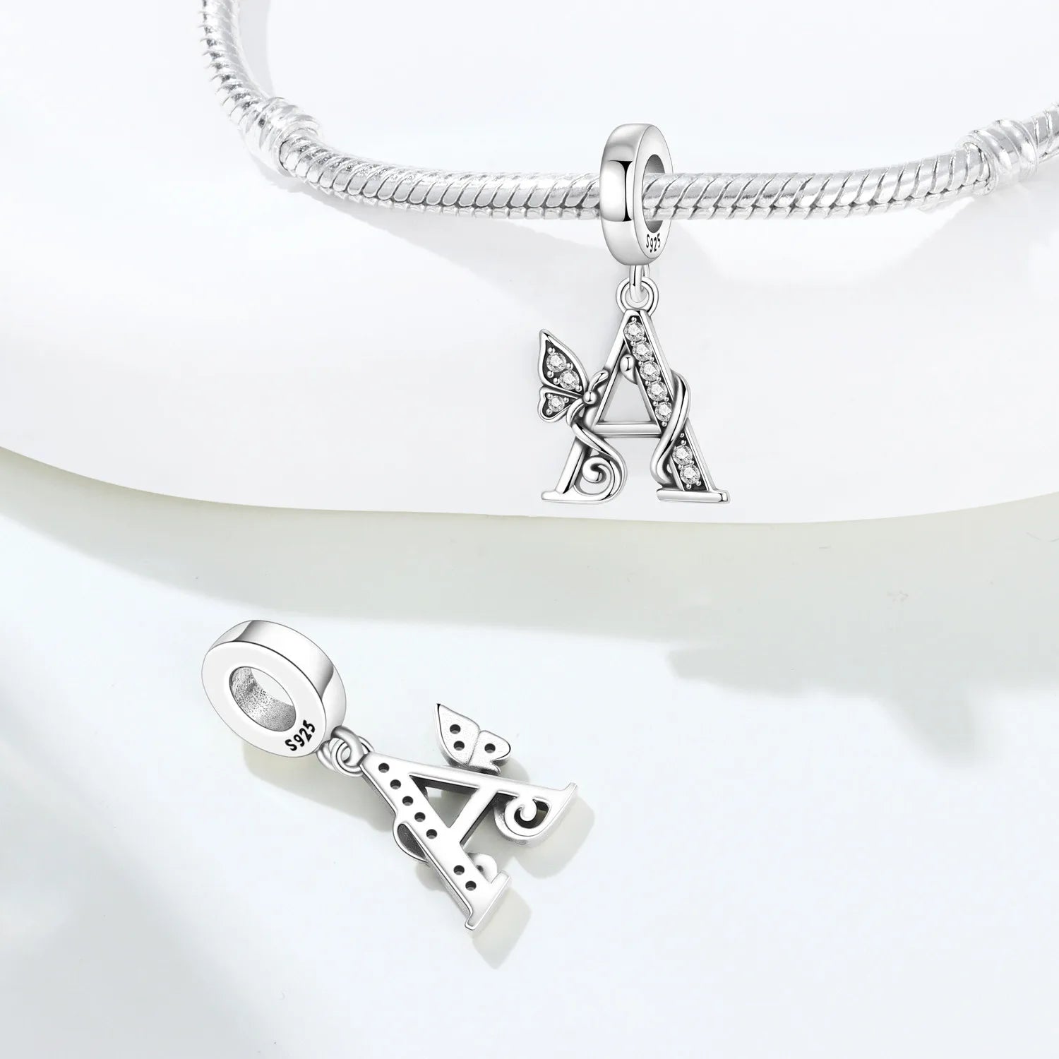 Original S925 Sterling Silver Butterfly & A-Z Letter Beads – DIY Bracelet & Necklace Jewelry