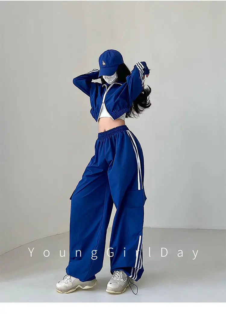 Women’s High Waist Wide Leg Pants | American Style Loose Straight Trousers with Elastic Waist & Cuffed Hem