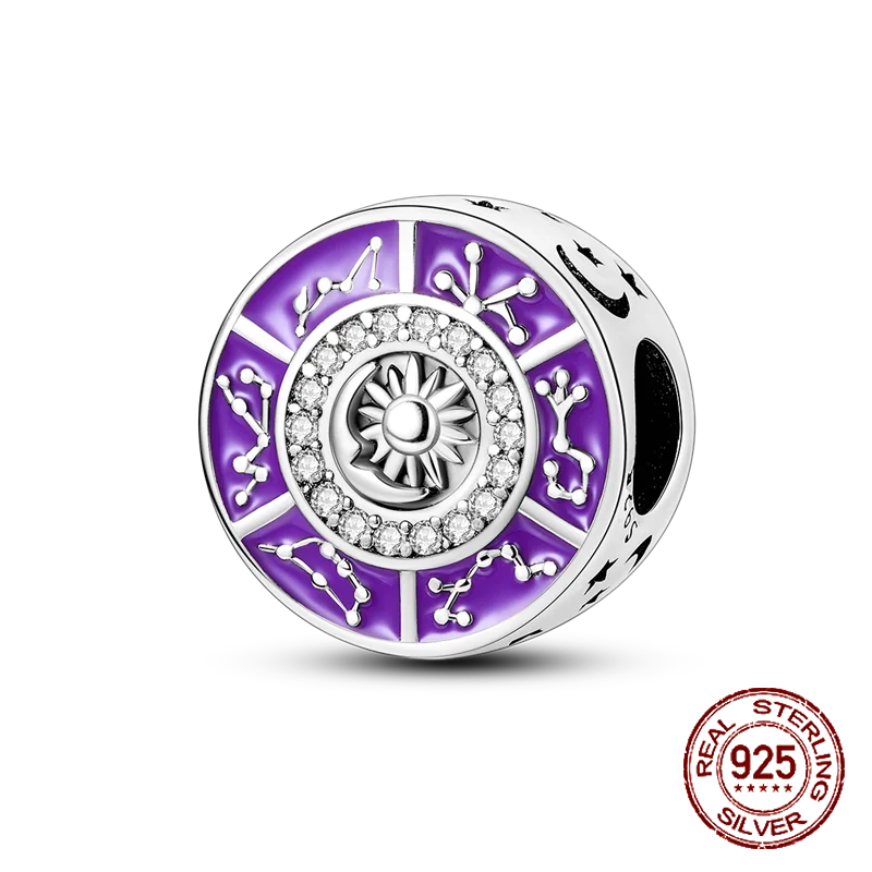 925 Sterling Silver Purple Flower & Butterfly Dangle Charm | Bead for 4MM Bracelet or Necklace DIY Jewelry Gift