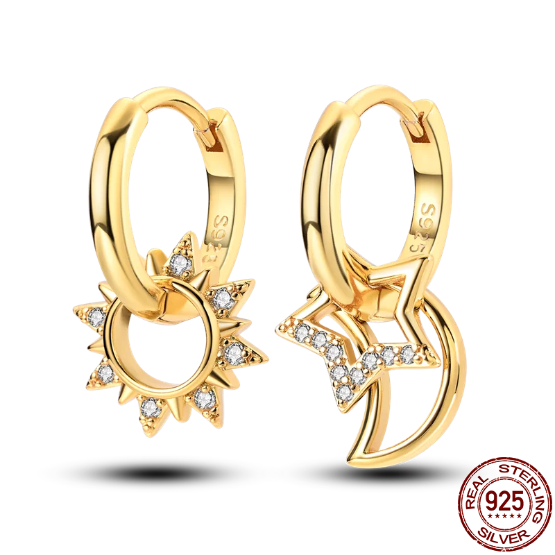 925 Sterling Silver Star Moon Unicorn Earrings | Pave CZ Women’s Fashion & Anniversary Jewelry