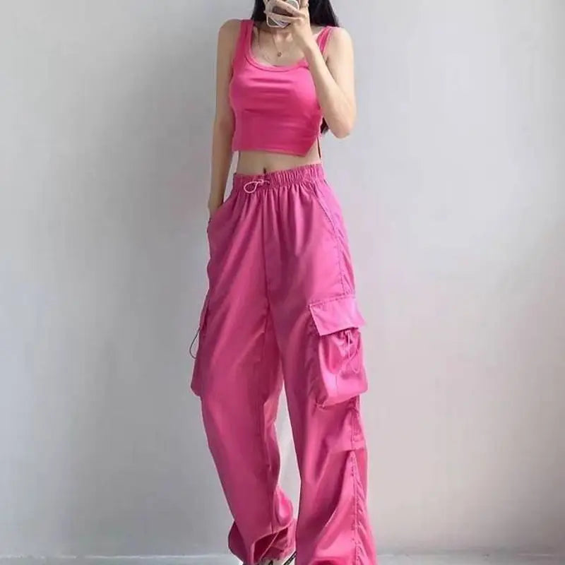 American Retro Workwear Casual Pants – Women’s Summer Straight Loose Wide Leg Trousers