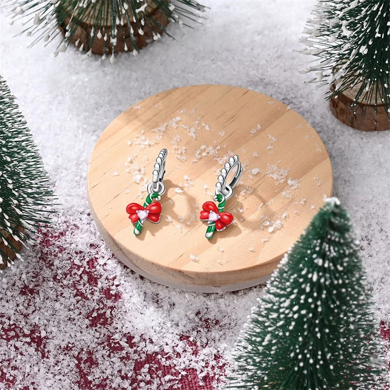 S925 Silver 🎄 Christmas Bell & Flower Earrings 💎 Holiday Gift for Women
