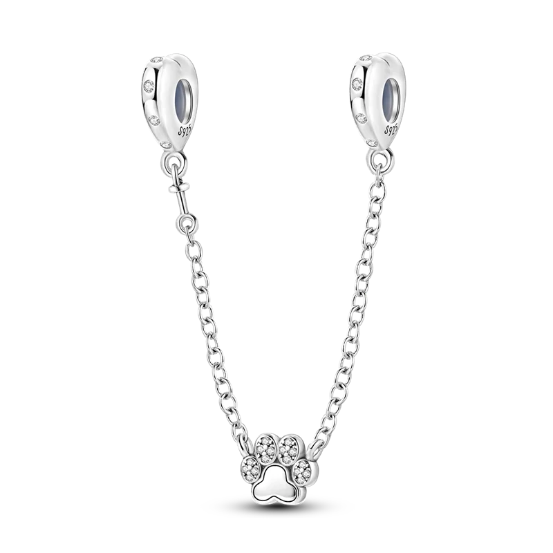 925 Sterling Silver Star Moon Safety Chain Charm | Pandora Fit Jewelry