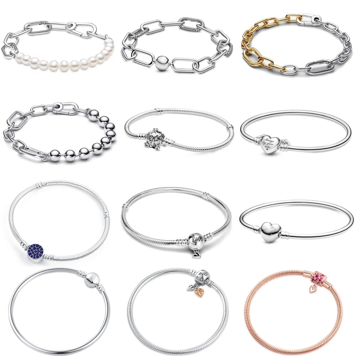 2025 Hot Selling 925 Sterling Silver Leaves & Pearl Blue Charm Bracelet – Women’s DIY Fashion Jewelry Gift