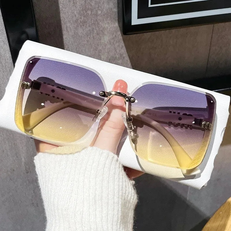 2025 New Fashion Cool Sunglasses for Women – Luxury Brand Letter Design Vintage Rimless Sun Glasses | Ladies UV400 Gafas