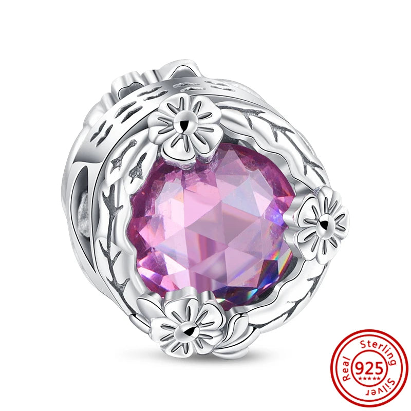 925 Sterling Silver Heart Pave Zircon Family Tree Charm | Fits Original Bracelet Women’s Luxury Jewelry Gift