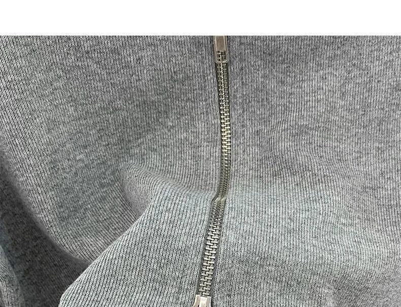 ✨ Design Sensation Women’s Short Knitted Hat & Double Zipper Cardigan 🧶 Pure Color Korean Style Long Sleeve Spring Autumn Fashion