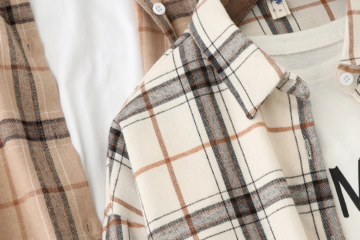Women’s Plaid Shirt | Spring Autumn Long Sleeve Blouse | Casual Cotton Checkered Top