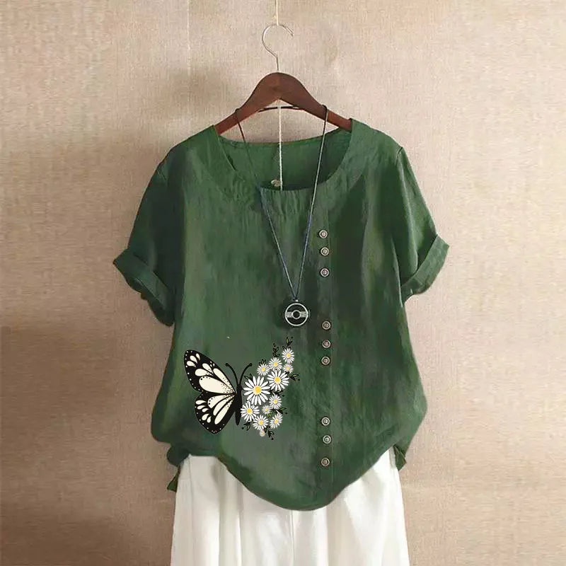 Women Cotton Linen Streetwear Summer Y2K Tops – Vintage Casual Elegant T-Shirt Loose Fashion Tee 👕✨