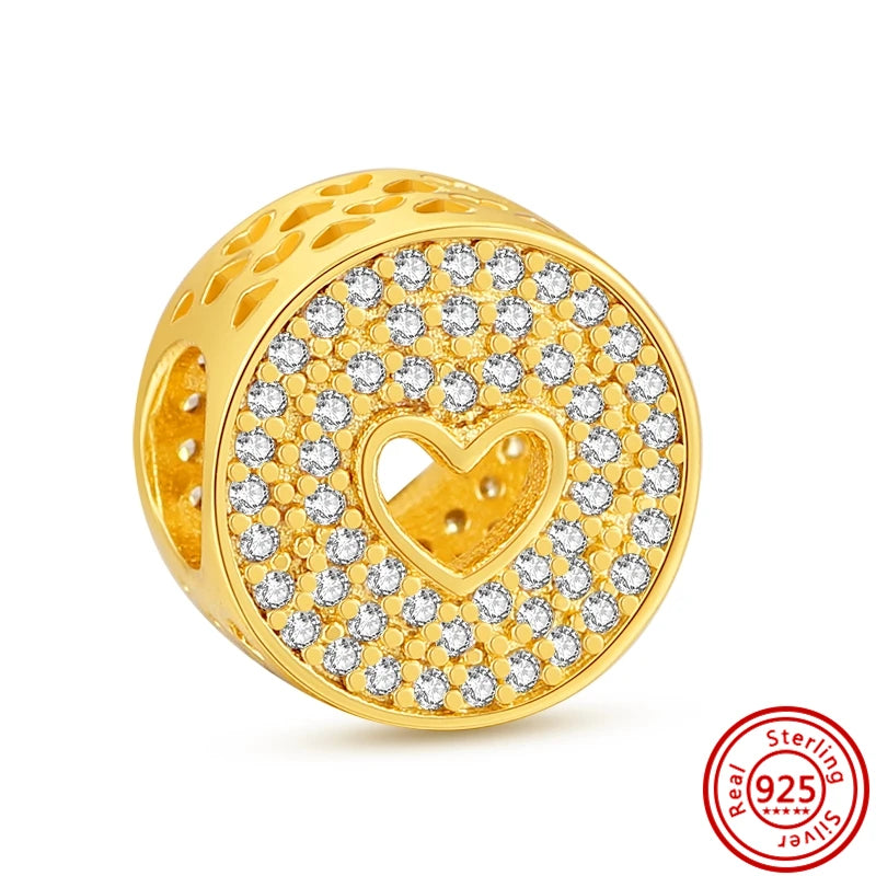 New Plated Gold Sparkling Charm Palace Museum Chicken Cactus Bee Bead | Fit Original 925 Silver Bracelet DIY Jewelry Gift