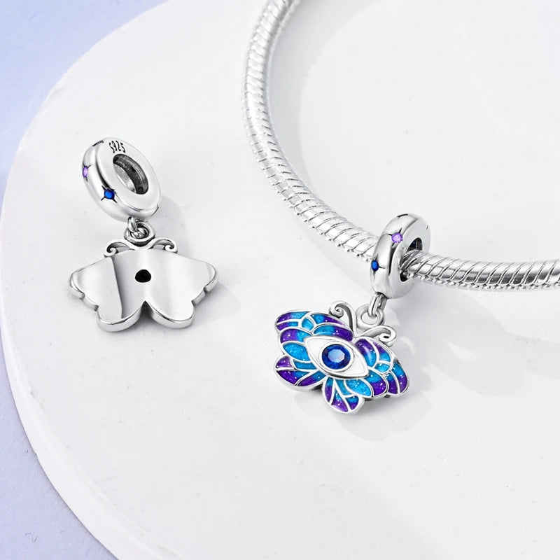 925 Sterling Silver Colorful Luminous Charms | Shell Turtle Star Beads