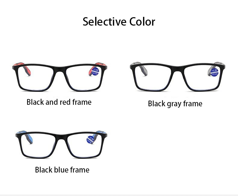 3PCS Reading Glasses Men Women Sports Anti-blue Light Reading Eyewear Red TR90 Frame Presbyopia Eyeglasses +100 to+400 glasses