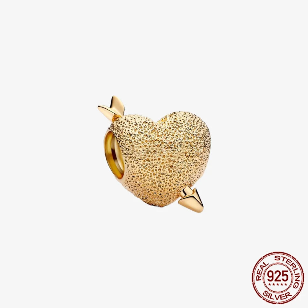 Sparkling Golden Series 925 Sterling Silver Pavé Clip Charm | Fit Original Pandora Bracelet – DIY Jewelry Christmas Gift