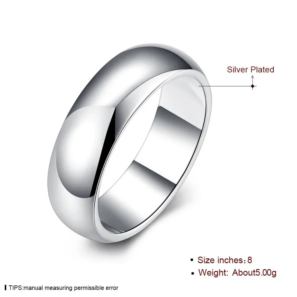 925 Sterling Silver Smooth Round Ring – Fashion Jewelry for Women, Sizes 5-11