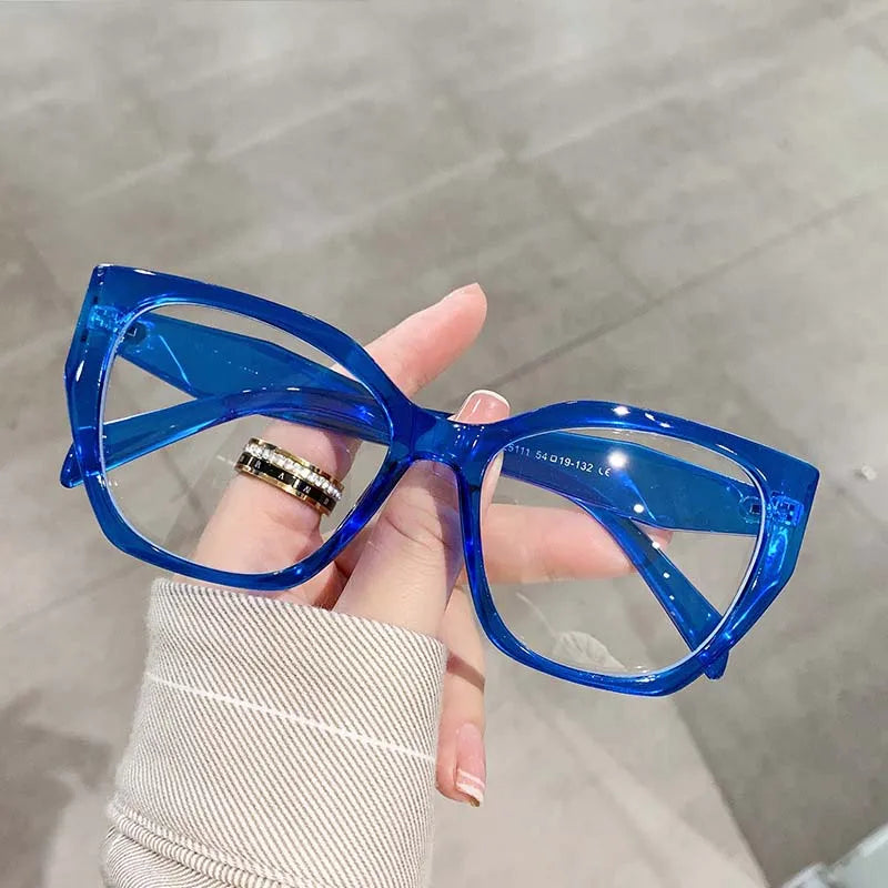 Luxury Cat Eye Myopia Glasses 👓 Tortoiseshell Oversize Anti-Blue Light
