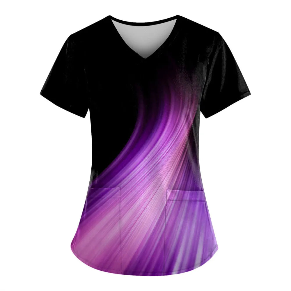 Women’s Nursing Scrubs ✨ Starlight 3D Print V-Neck Medical Uniform 💙