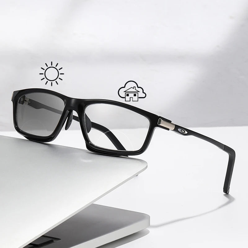 Photochromic Bifocal Reading Glasses for Men & Women – Anti-Blue Light Multifunctional Aluminum Magnesium Sports Eyewear