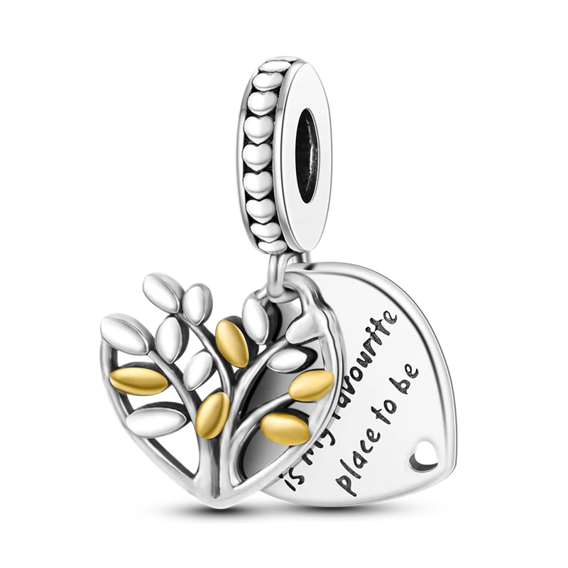 925 Sterling Silver Colorful Charms – Rose, Crown, Rainbow & Heart Dangle Beads Fit Pandora Bracelet & Necklace