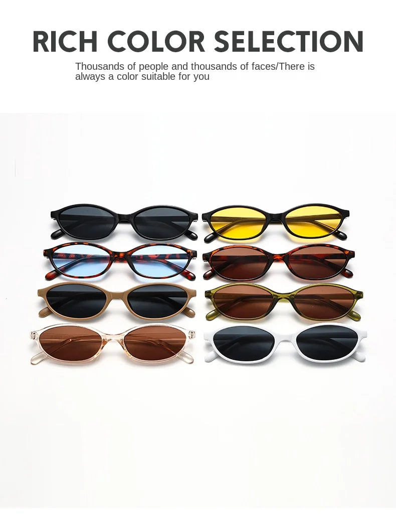 Retro Oval Frame Sunglasses – Fashion Personalized Trendy Small Frame Punk Cat Eye Sunshade Sun Protection Glasses