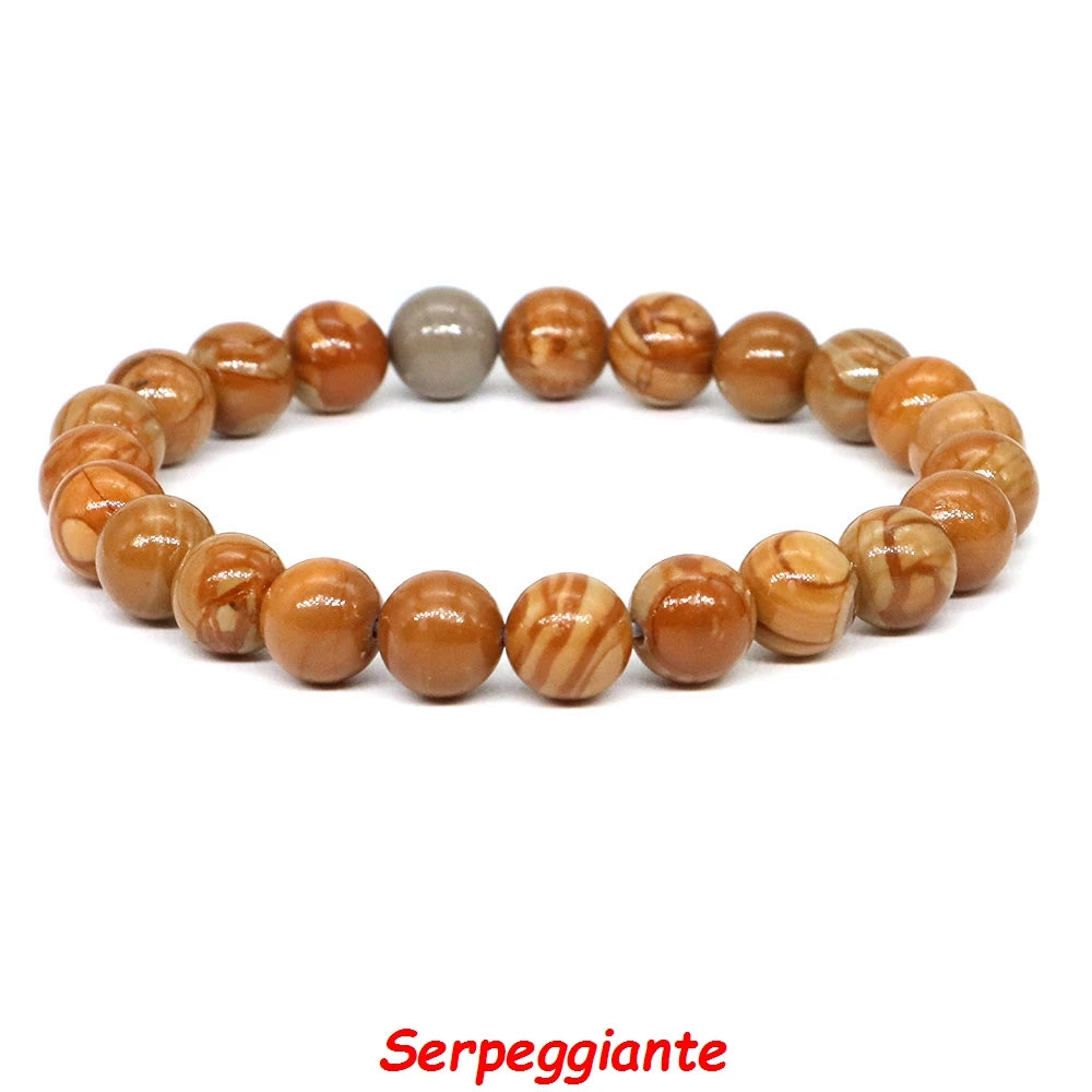 Natural Stone Healing Crystal Bracelet | Amethyst, Quartz & Agate Round Beads Elastic Stretch Bangle for Women & Men