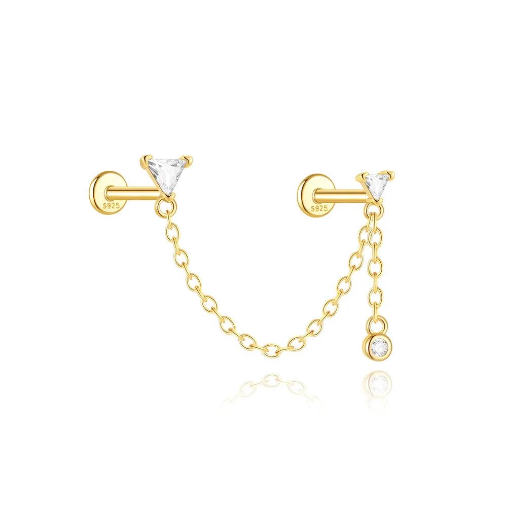 CANNER 925 Sterling Silver Horse Eye Tassel Zircon Drop Earrings – Minimalist Geometric Jewelry for Women