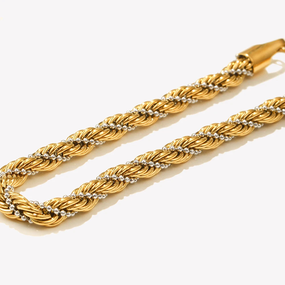 E.B.belle Mixed Color Twisted Clip Bead Bracelet | PVD Plated Stainless Steel Women’s Anklet Chain Jewelry Accessory