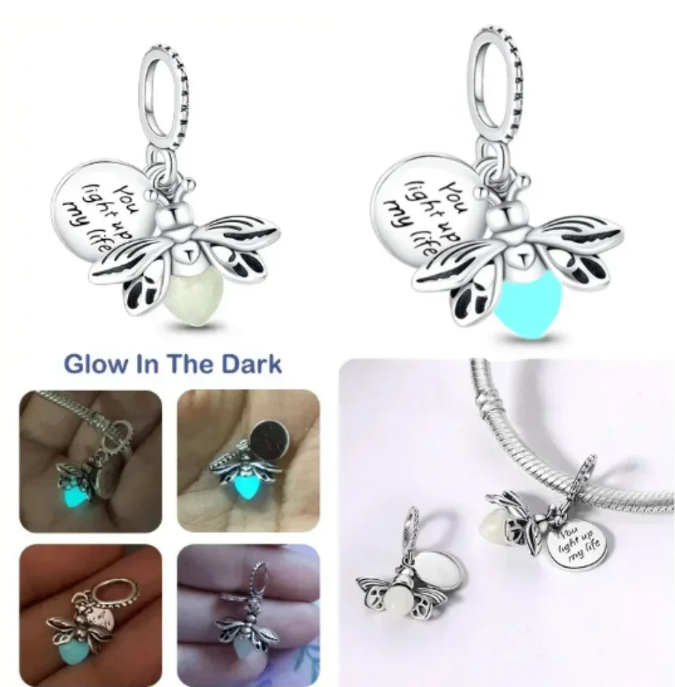 925 Sterling Silver Firefly Light Bulb Pendant | Fits Original Bracelet & Necklace | DIY Jewelry Charm for Women