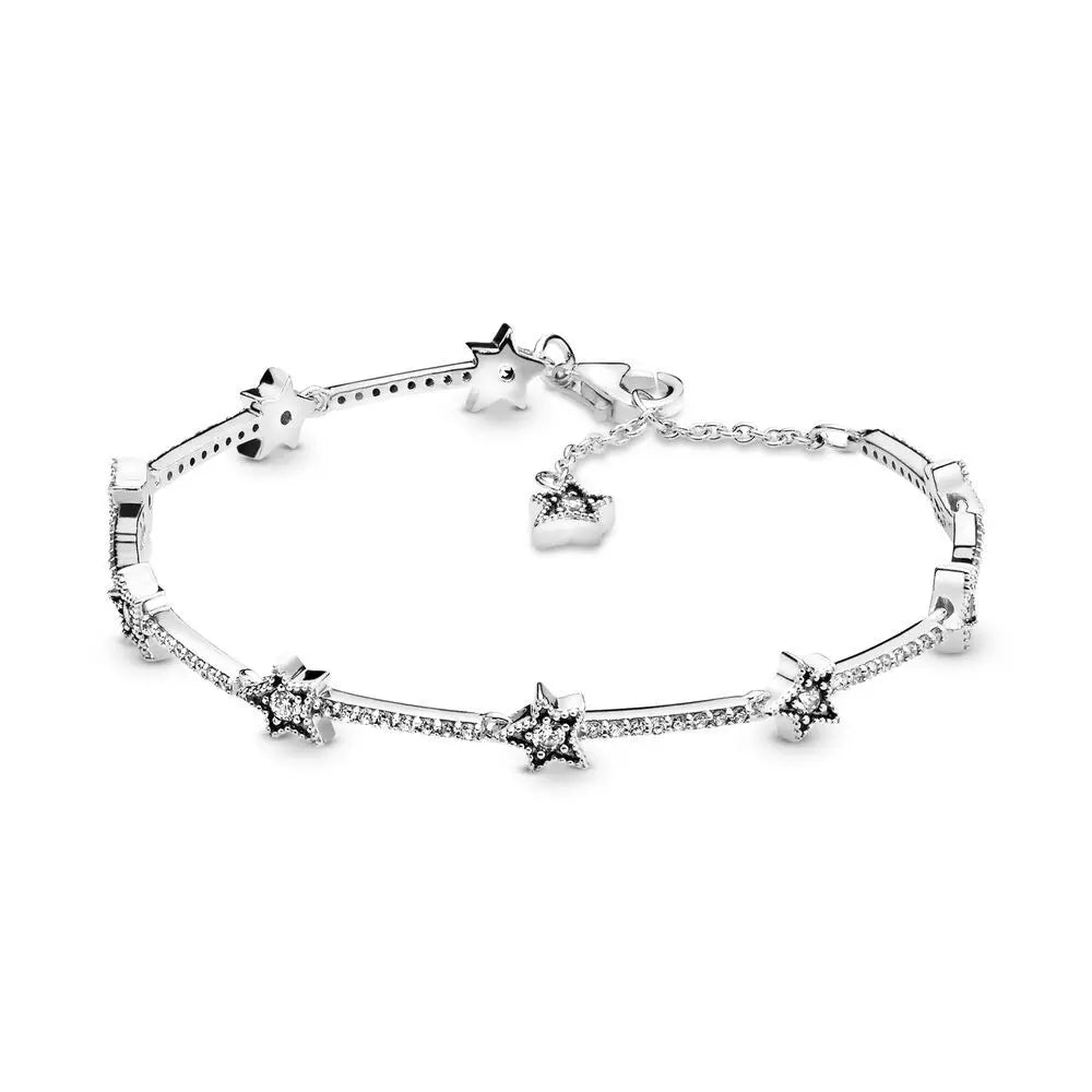 925 Sterling Silver Heart Star Infinity Charm Bracelet | Women’s Jewelry