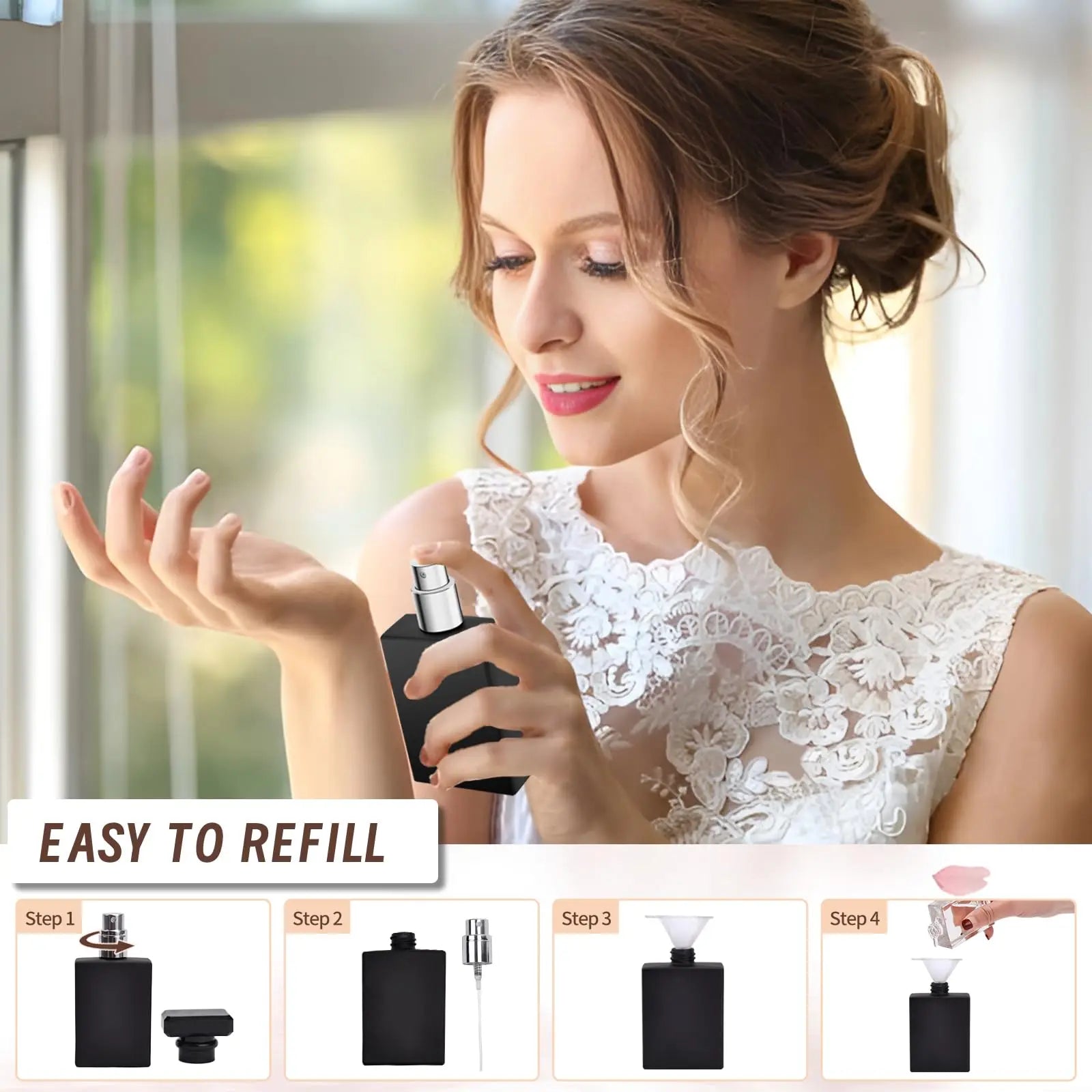 1/2/6PCS 30ML Refillable Perfume Spray – Set with 2 Spray Bottles, 2 Funnels & 2 Dispensers | Cologne Atomizer