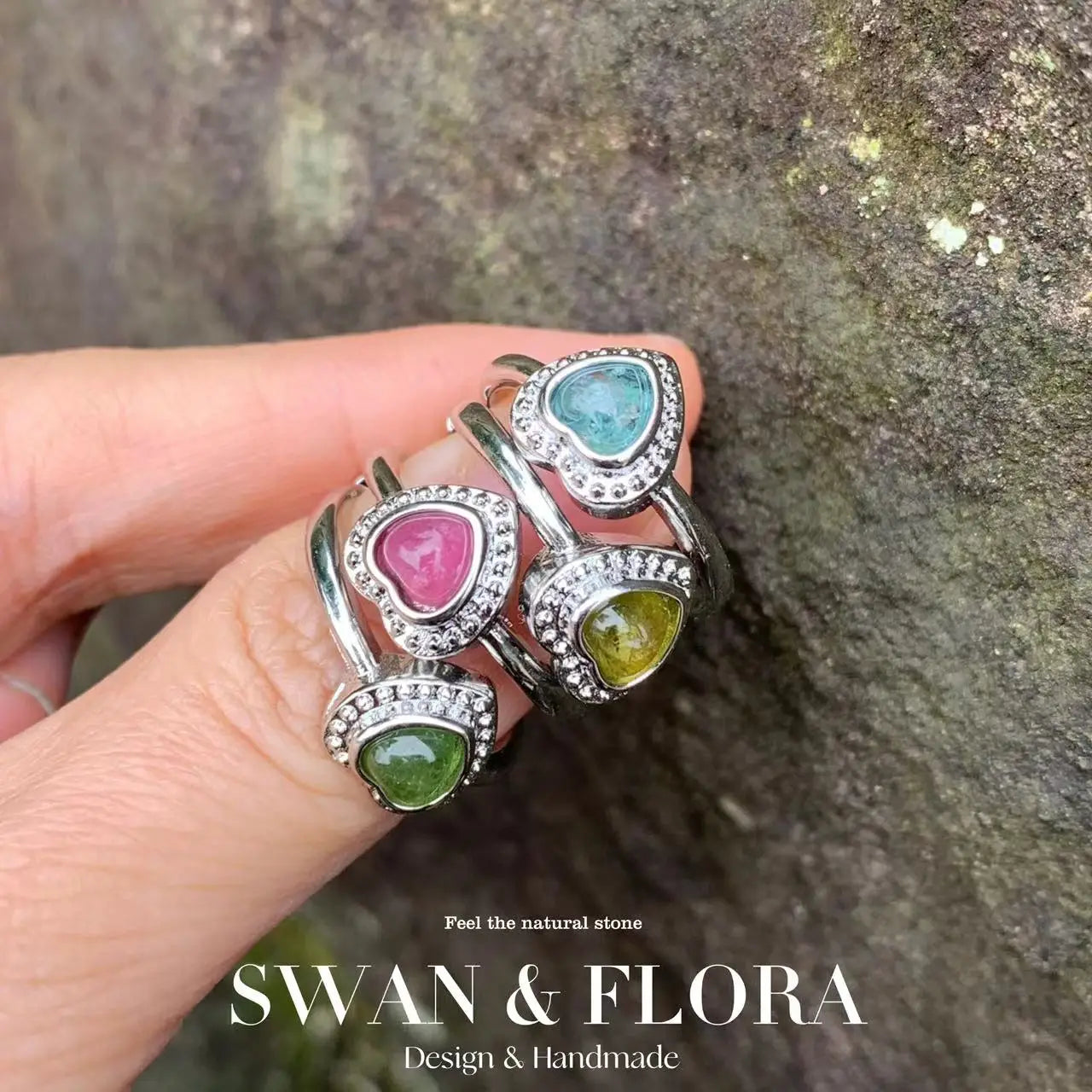 New Arrival Natural Tourmaline Stone Ring – Elegant Copper Jewelry Gift for Women