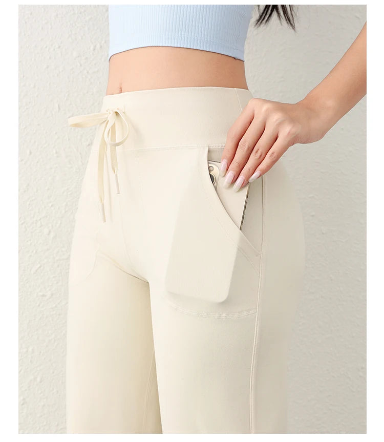 Women’s Loose Straight Sweatpants | Casual Wide Leg Running Pants | Drawstring Yoga Leggings with Side Pockets