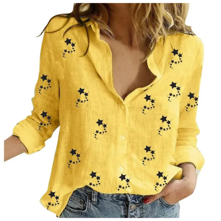 Vintage Cotton Linen Blouse – Long Sleeve Casual Shirt for Women Spring Autumn Top 🌿✨