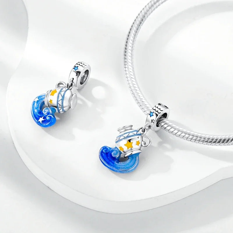 925 Sterling Silver Luminous Constellation Zodiac Charm – Scorpio, Aries, Cancer Pendant Bead Fit Original Pandora Bracelet Women Jewelry