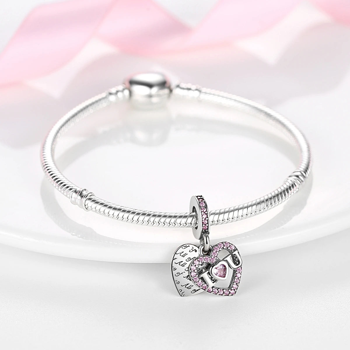S925 Silver Heart Love Mom Infinity Charm | Dangle Bead Fit Bracelet Jewelry Mother’s Day Gift